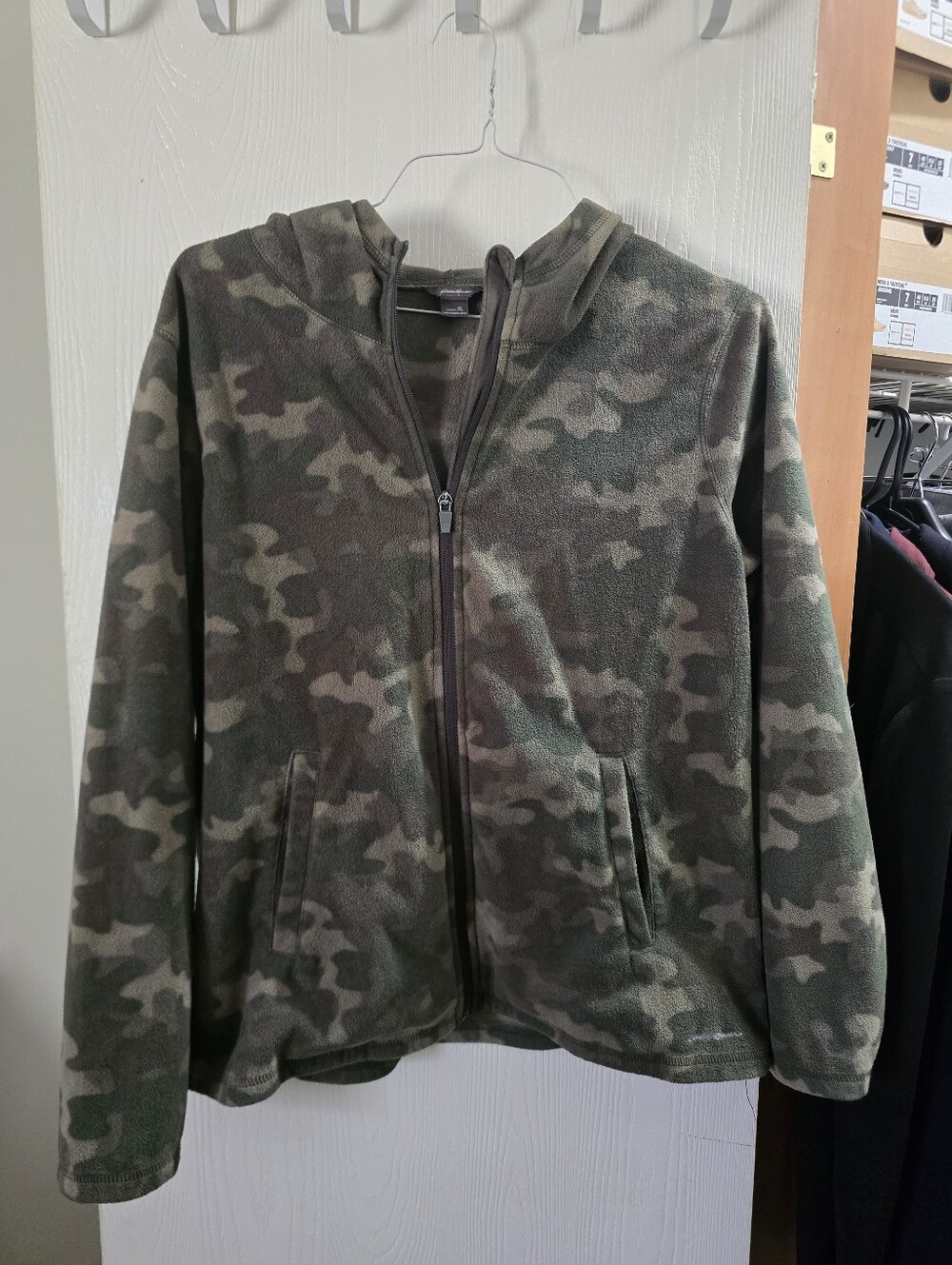 Eddie Bauer XL Camo Fleece Zip Hooded Jacket